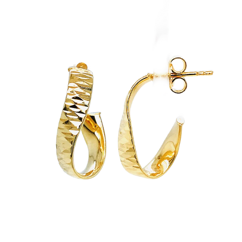 14K Yellow Gold Twisted Hoop Earrings