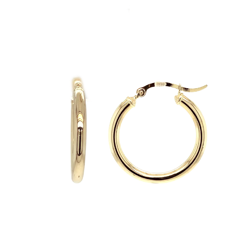 14K Yellow Gold 1" Hoop Earrings