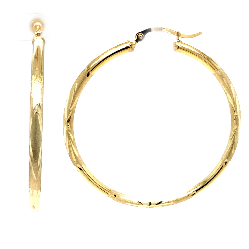 14K Yellow Gold 2" Hoop Earrings