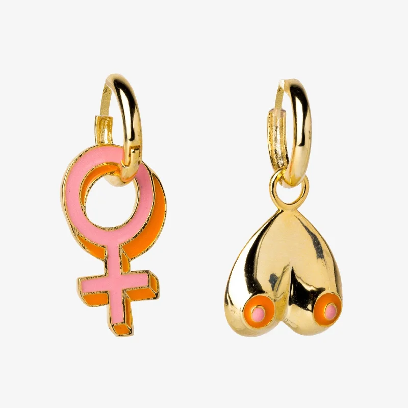 Feminist Female Boobs Hoop Earrings