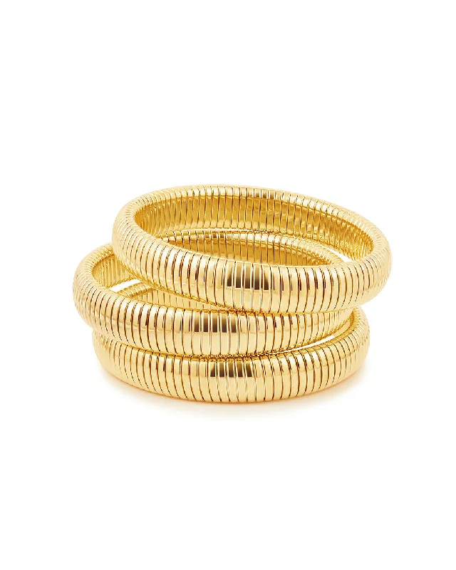 Flex Snake Chain Bracelet- Set of 3 (12mm wide)- Gold