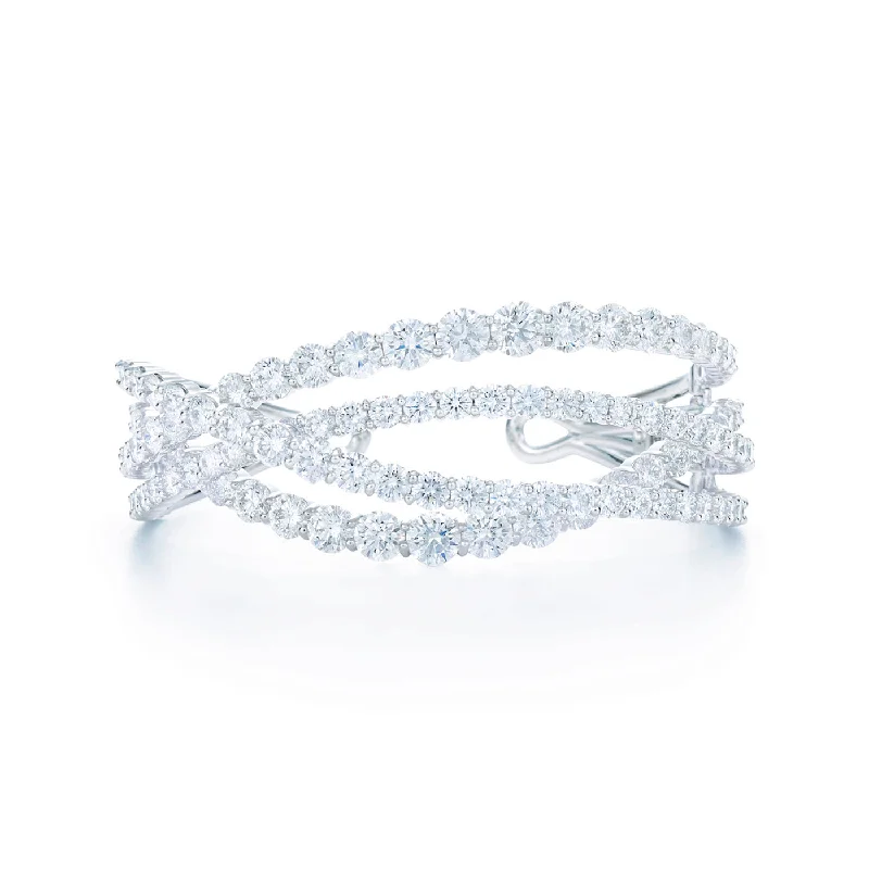 KWIAT Entwine 4-Row Cuff Bangle with Diamonds B-15615-0-DIA-18KW