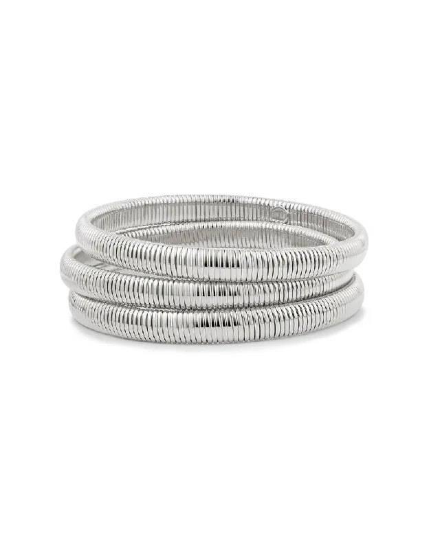 Mini Flex Snake Chain Bracelet- Set of 3 (7mm wide)- Silver