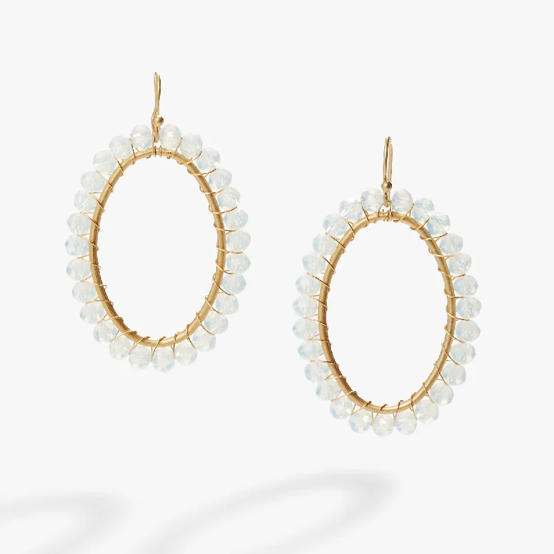 Moonstone Beaded Hoop Earrings