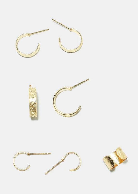 Multi Size Hoop Earrings & Cuff