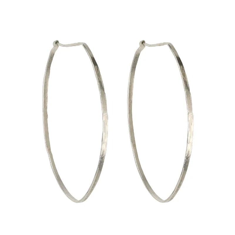 "Elsa" Sterling Silver Hammered Oval Hoop Earrings