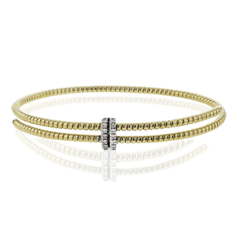 Simon G. 18k Gold Two-Tone Double Row Bangle with Diamonds