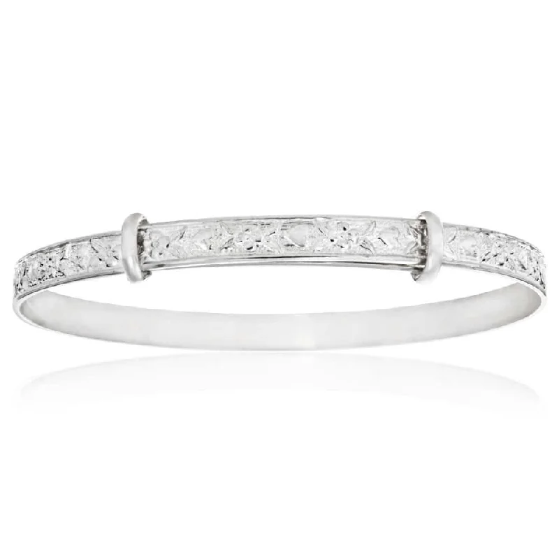 Sterling Silver Embossed Patterned Expandable Baby Bangle