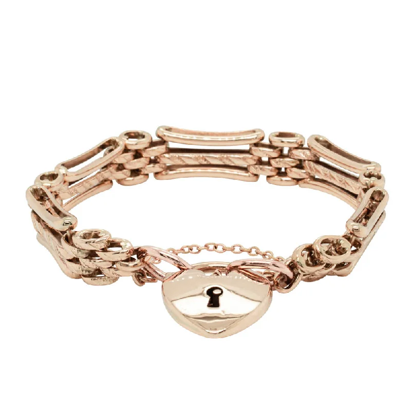 Deja Vu 9ct Rose Gold Gate Link Bracelet